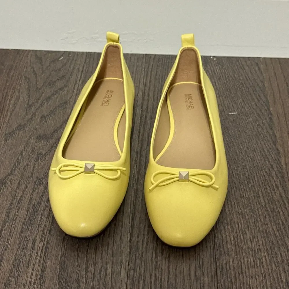 Michael Michael Kors Eloise Bow Ballet Flat Shoes Soft‎ Yellow Size 8.5 Preppy